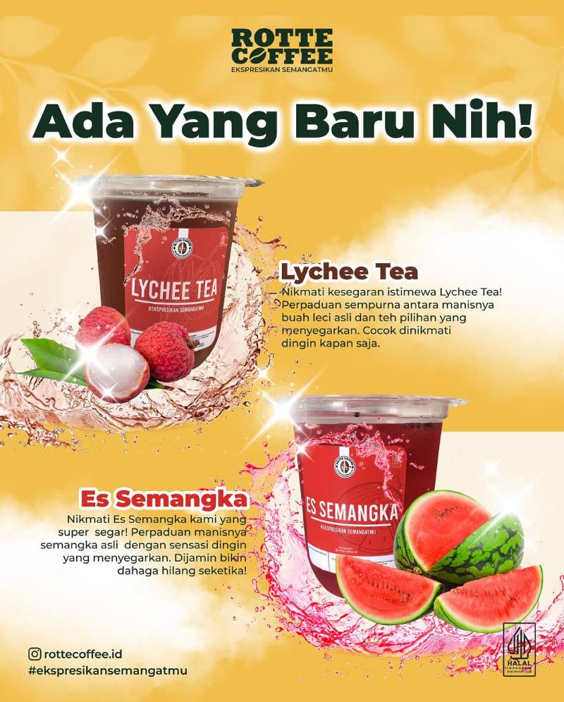 New Menu Alert: Lychee Tea & Es Semangka dari Rotte Coffee, Nikmati Kesegarannya Sekarang