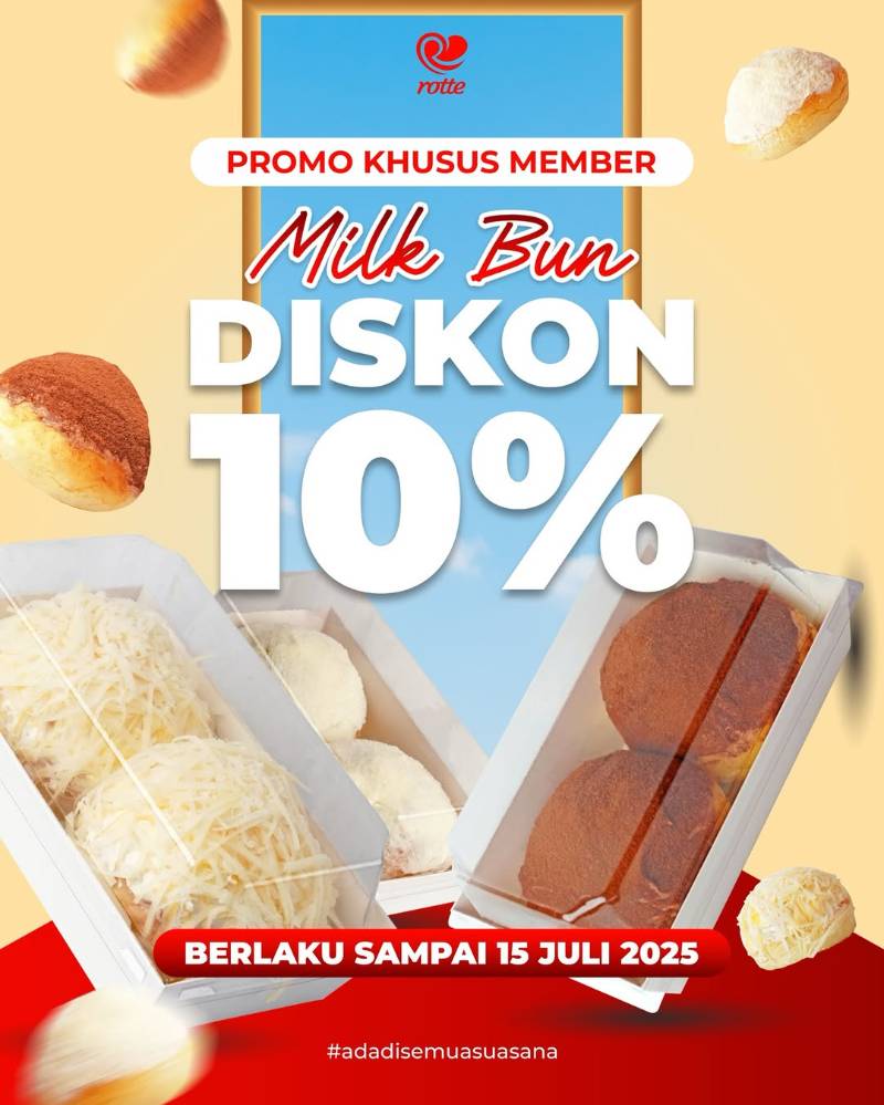 Promo Juli 2025: Diskon 10% Milkbun untuk Member Aplikasi My Rotte