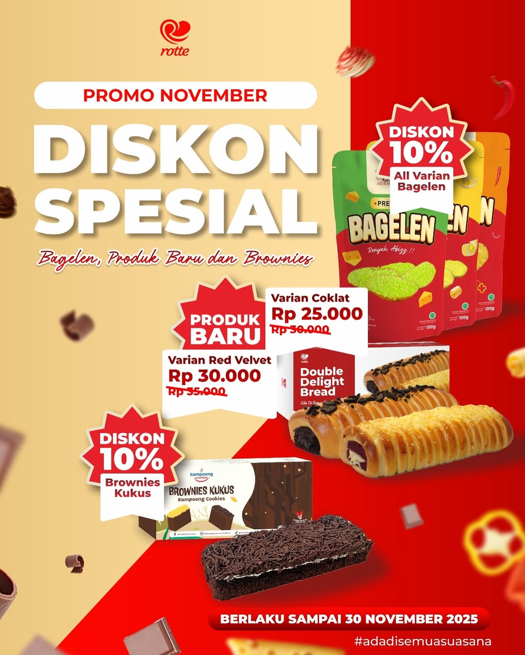 Promo November 2025: Diskon Spesial Bagelen, Brownies Kukus dan Double ...
