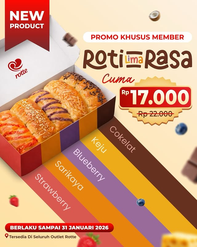 Launching Roti Lima Rasa Baru dari Rotte Bakery dengan Promo Awal Tahun