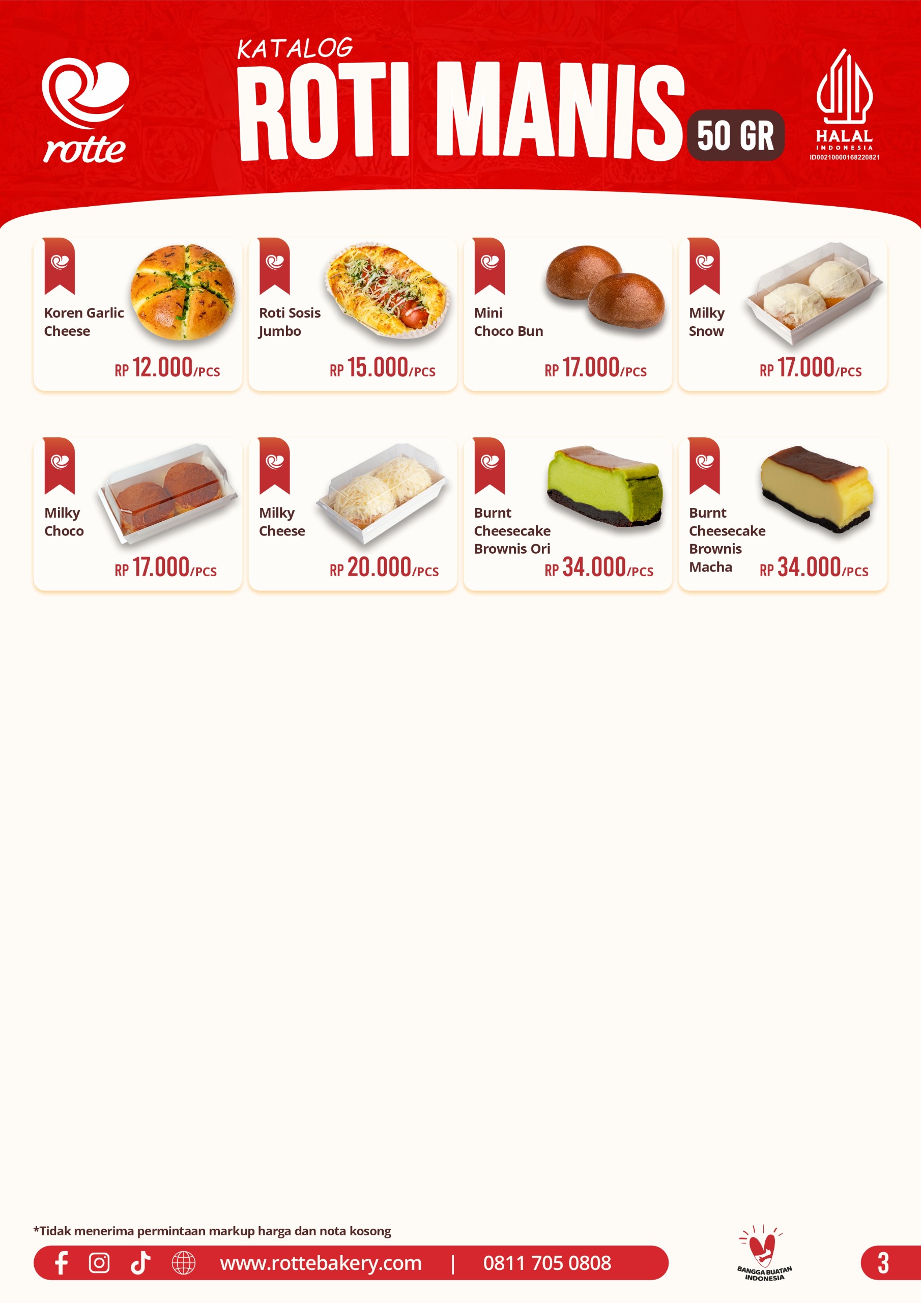 Download Gratis File Gambar Foto Katalog Harga Produk Roti Manis Rotte Bakery, Roti Manis Enak Termurah by Rotte Bakery, Beli Sekarang!