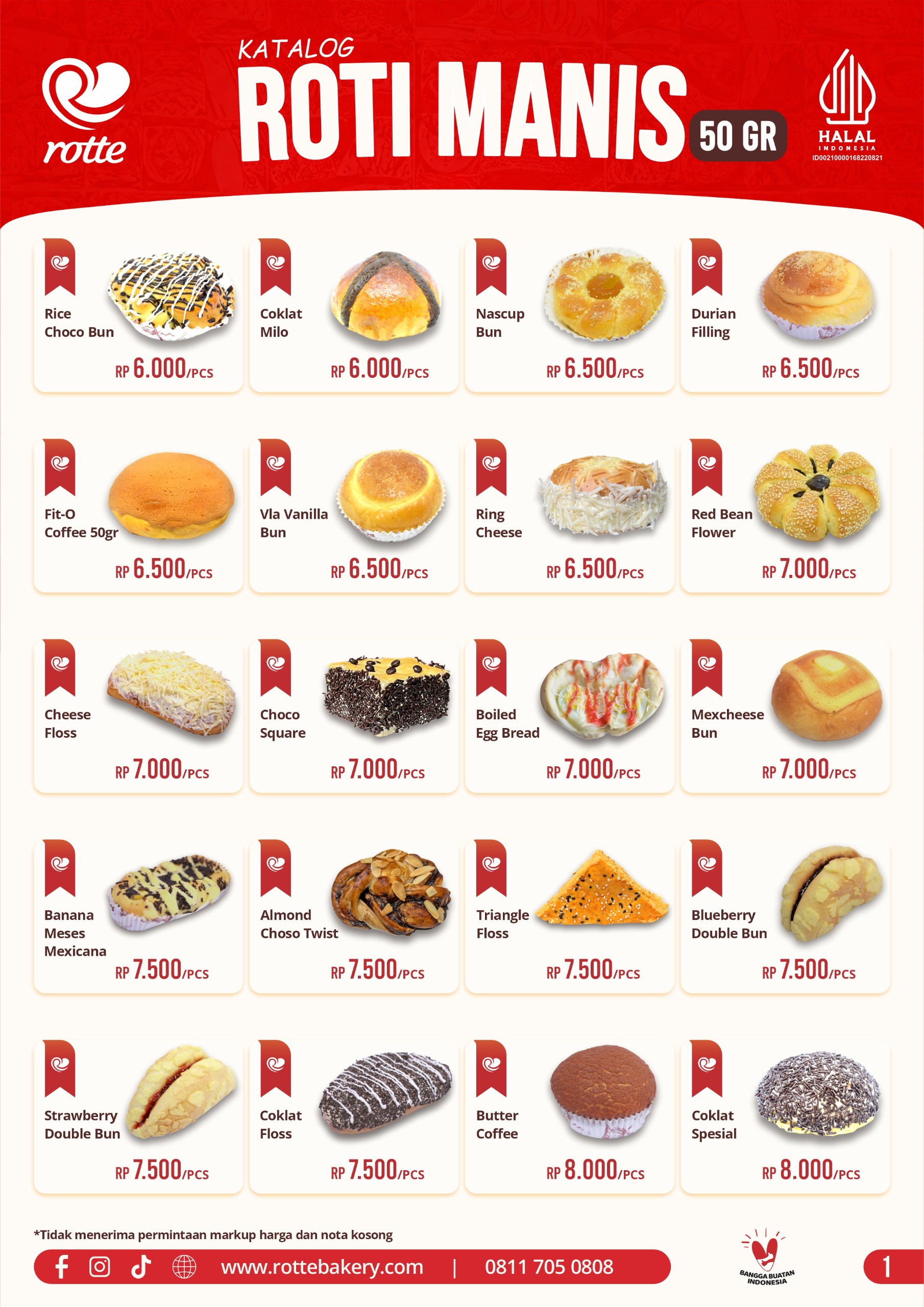 Download Gratis File Gambar Foto Katalog Harga Produk Roti Manis Rotte Bakery, Roti Manis Enak Termurah by Rotte Bakery, Beli Sekarang!