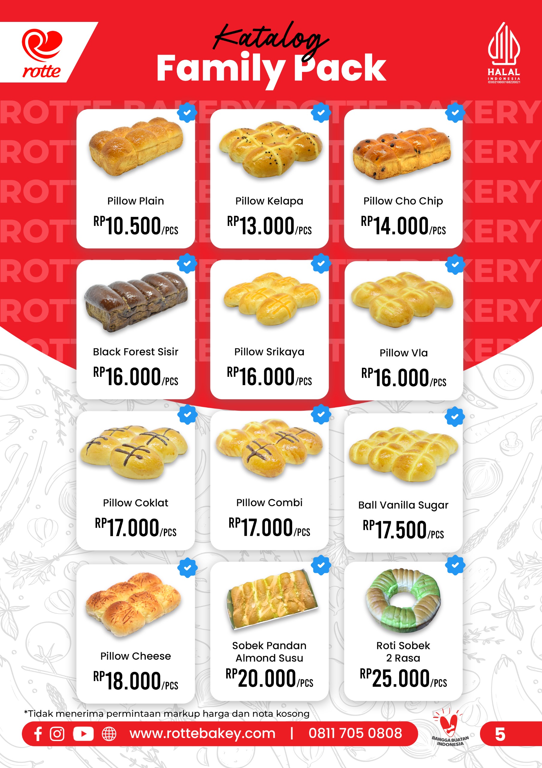 Download Gratis File Gambar Foto Katalog Harga Produk Roti Manis Rotte Bakery, Roti Manis Enak Termurah by Rotte Bakery, Beli Sekarang!