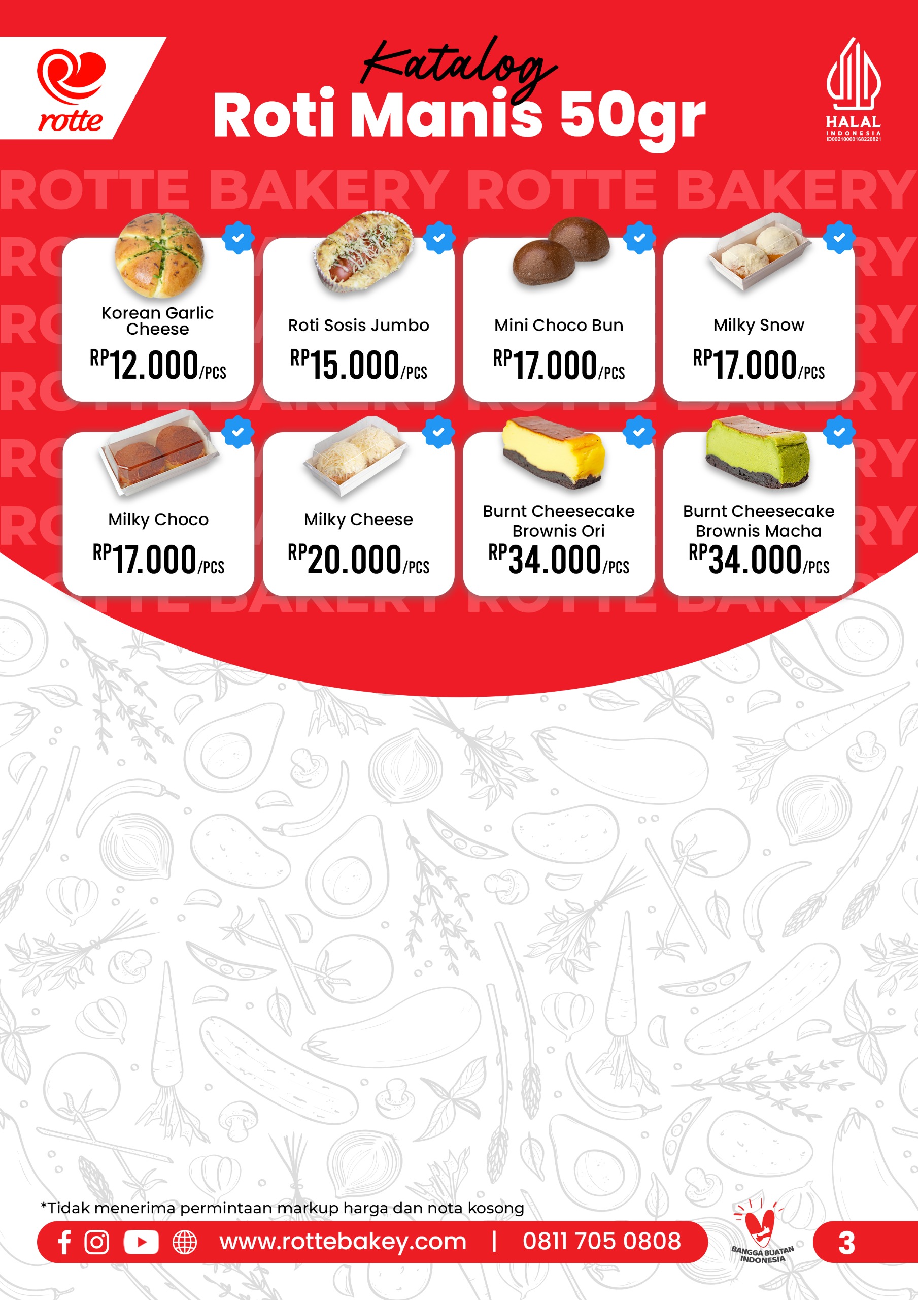 Download Gratis File Gambar Foto Katalog Harga Produk Roti Manis Rotte Bakery, Roti Manis Enak Termurah by Rotte Bakery, Beli Sekarang!